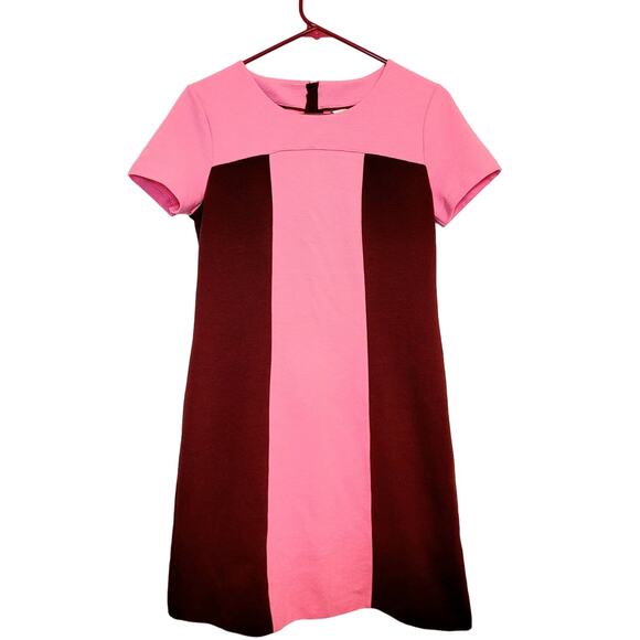 Boden pink and red color blocked short sleeved ribbed midi dress - Picture 1 of 10